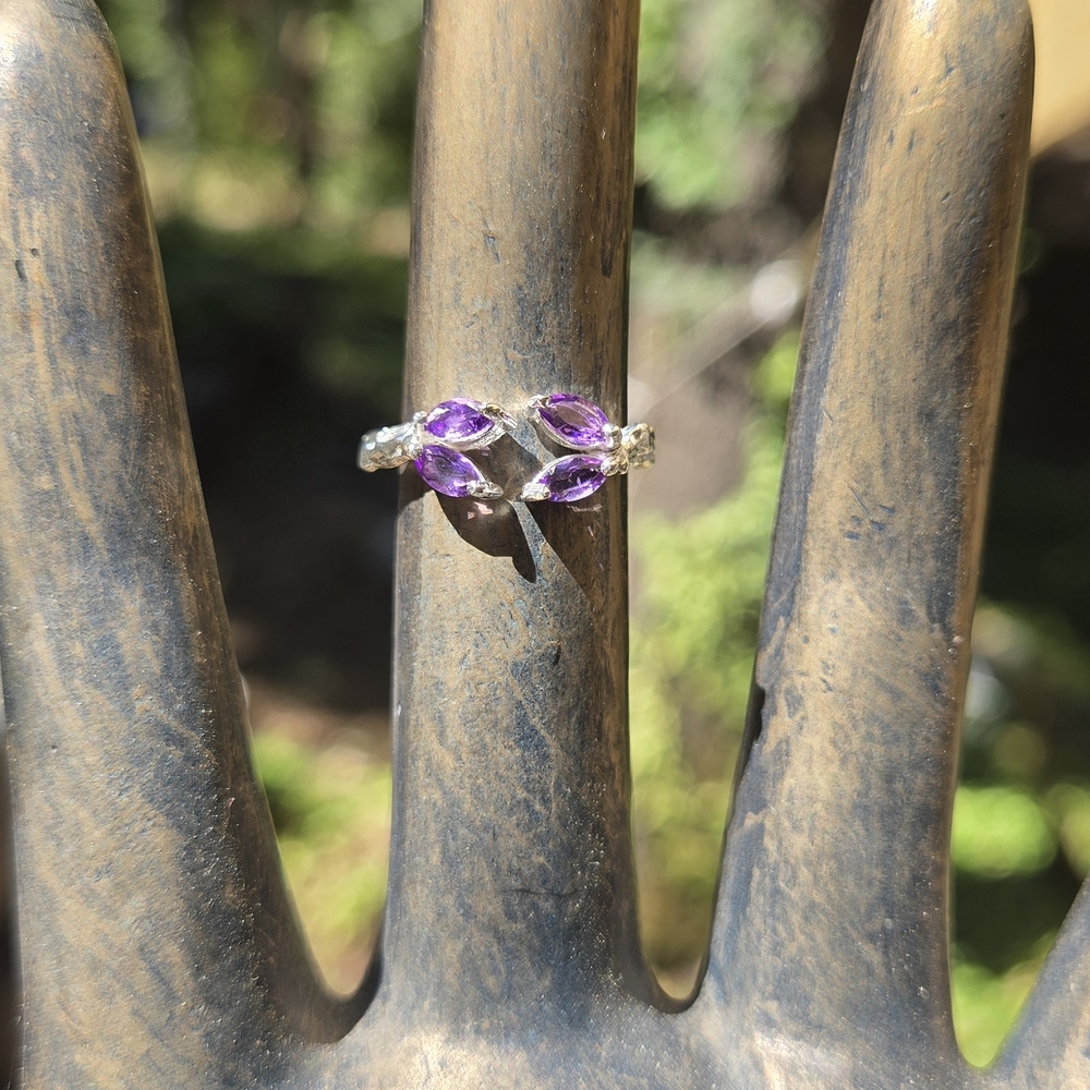 Amethyst Natural Sterling Ring Sz7 Adjustable - Picture 1 of 6
